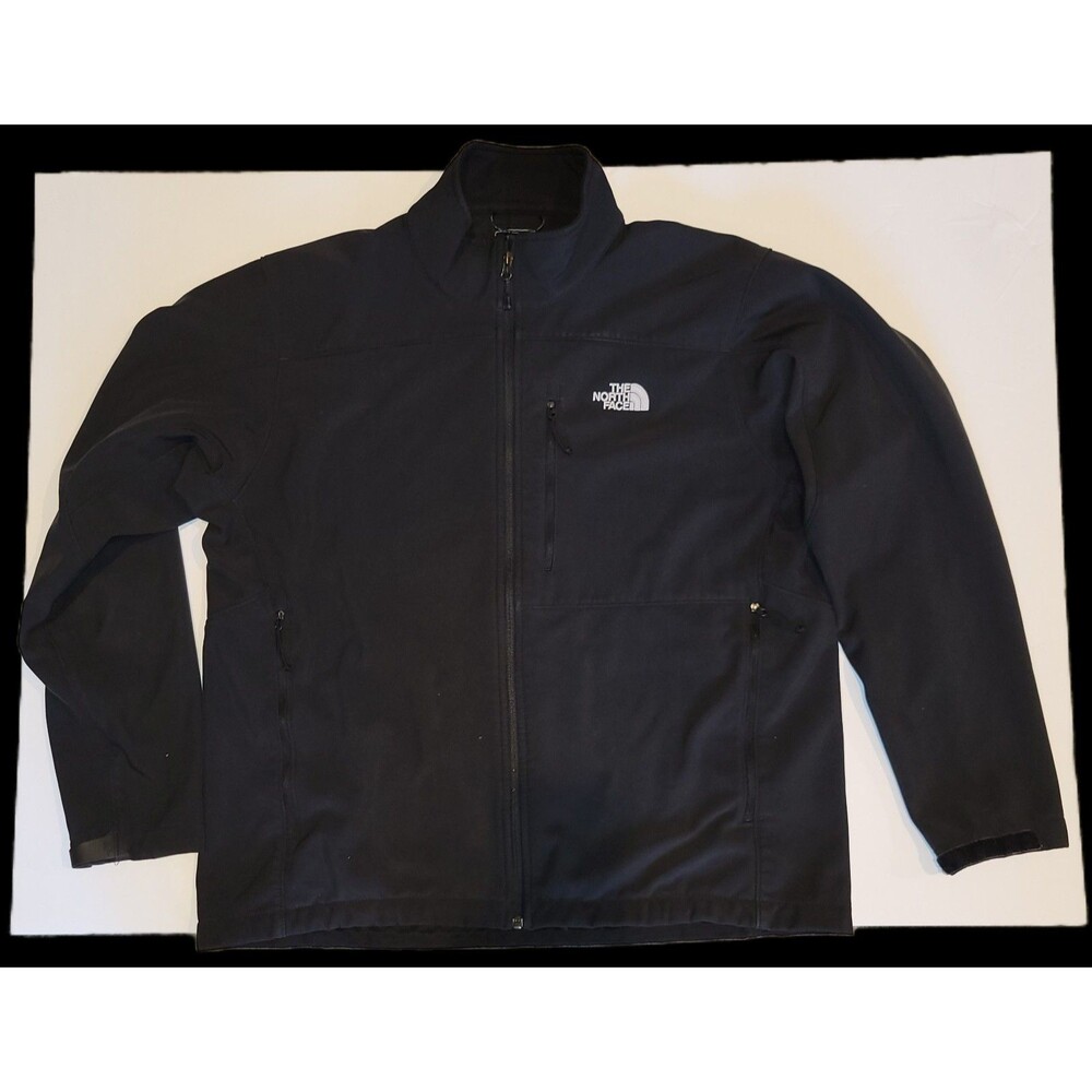 The North Face Men's Black Full Zip Soft Shell Jacket w/ Pockets Stand-Up XL